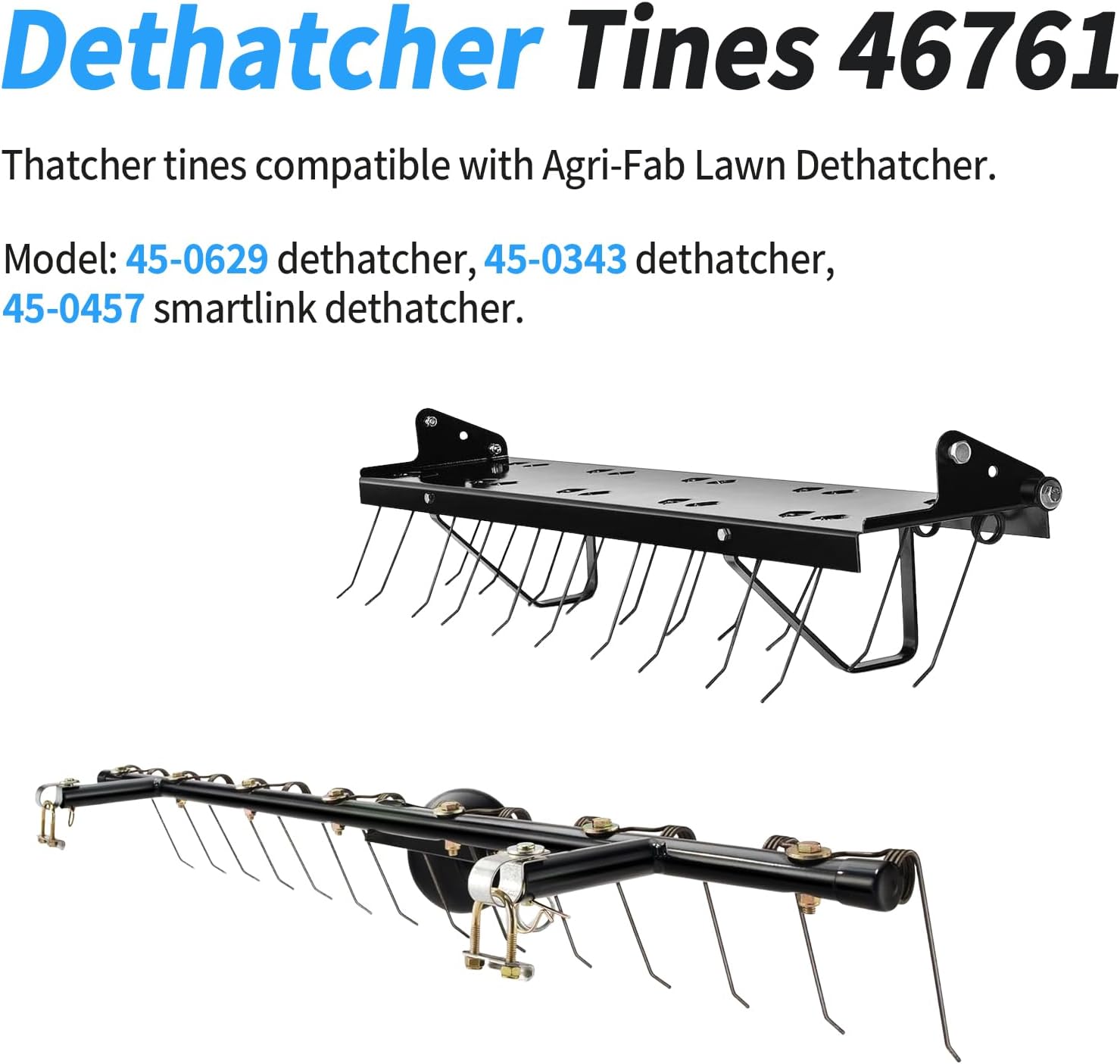 Dethatcher Spring Tines 46761 Fits for Agri-Fab Dethatcher, 10 Pack Thatcher Tine (1/8 Inch Dia) Width 4.09" x Height 2" x Length 7.08", Mower Attachments for Outdoor Yard Tools Replacement