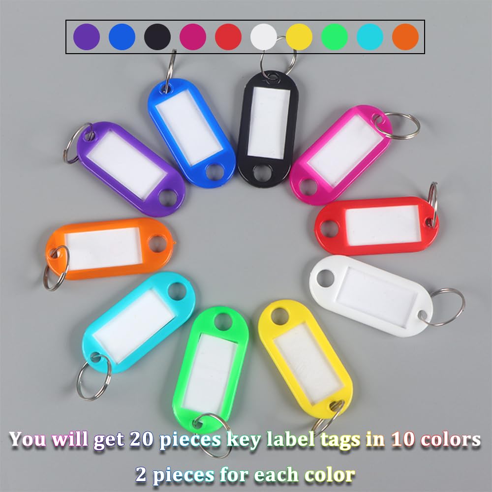 20 Pièces Etiquette Clef, Porte Clefs Etiquette Porte Clef Plastique Couleurporte Cle Avec Nom Etiquette 90433973