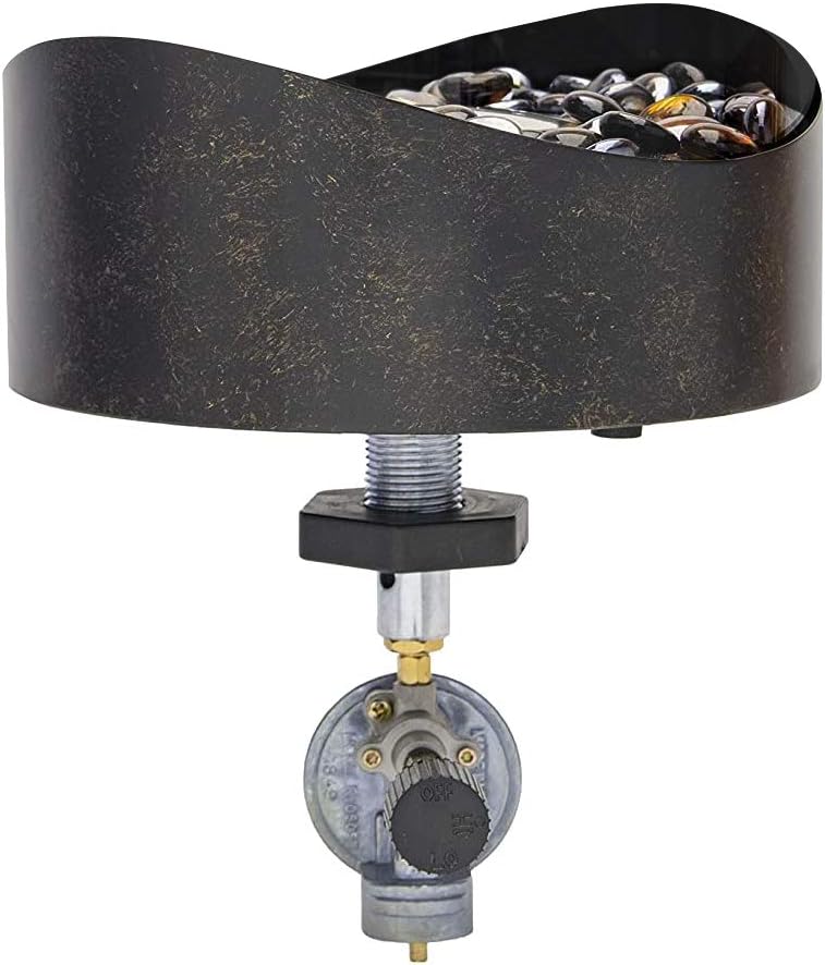 Underside view of the firebowl showing the gas regulator and connection point