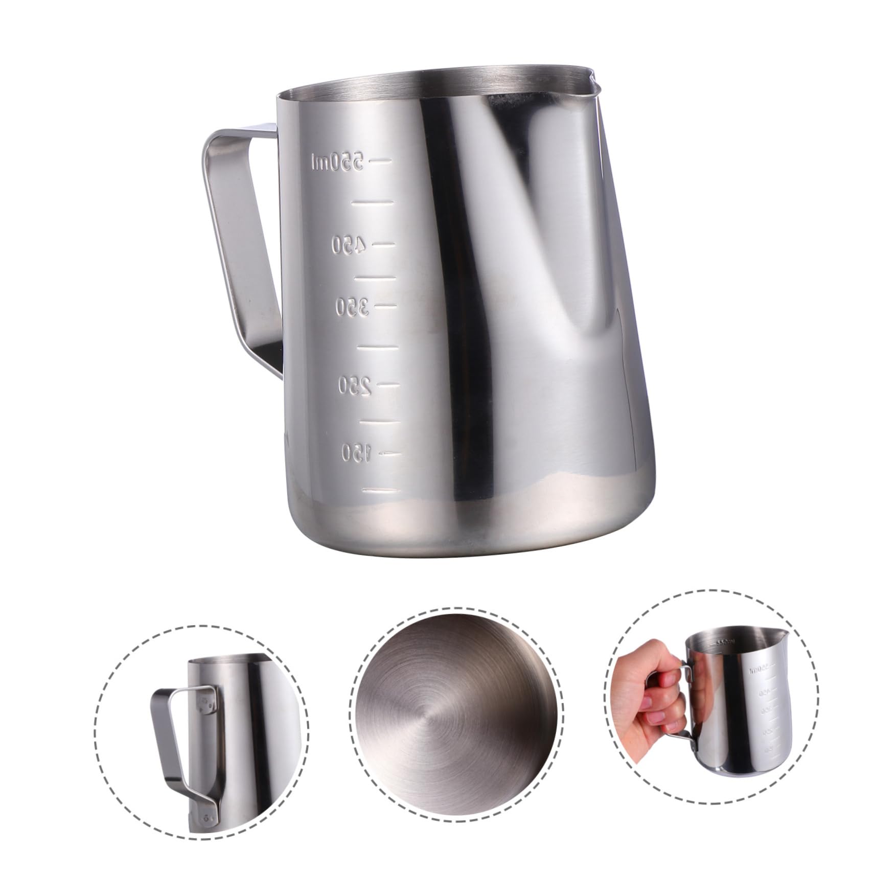 Ciieeo 2 Stck. Messbecher mit Ausguss Praktischer Latte Art Becher für Flüssigkeiten Lebensmittelechter Kaffeekrug mit Komfortgriff für Küche und