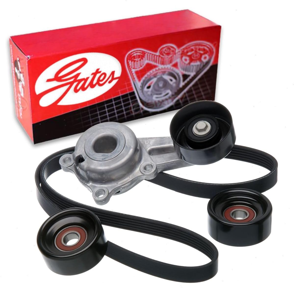 Gates Complete Serpentine Belt Drive Component Kit compatible with Ford F-350 Super Duty 6.2L V8 2011-2018