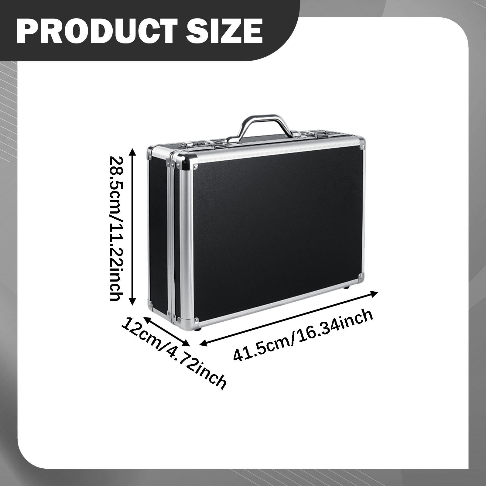 Boîte de Transport Conteneur Coffret Mallette Valise avec Serrure En Aluminium Alliage avec Intérieur Flexible Résistant Adapté pour Entreposage, Serrure à Combinaison, L and Black