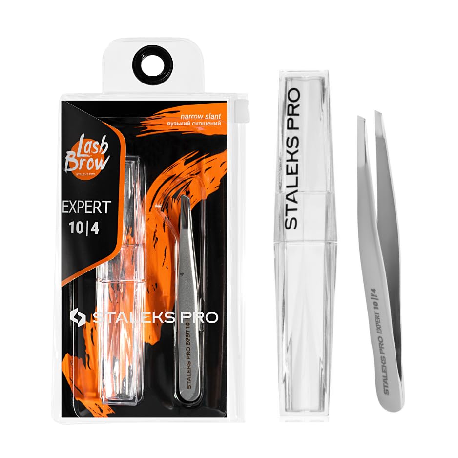 STALEKS PRO Pinza para cejas escasas y finas, precisa, acero inoxidable. Expert 10/4