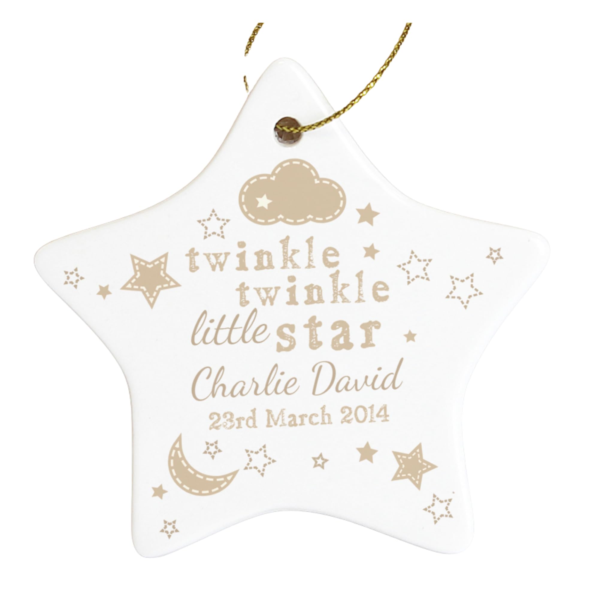 Personalised Baby Ceramic Star. Twinkle Twinkle Keepsake Decoration