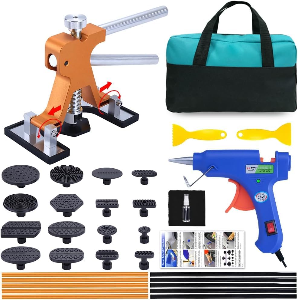43 Dent Puller Kit - Adjustable Golden Dent Remover Tools, Paintless Dent Repair Kit Dent Lifter for Car Dent Repair Hail Dent Removal