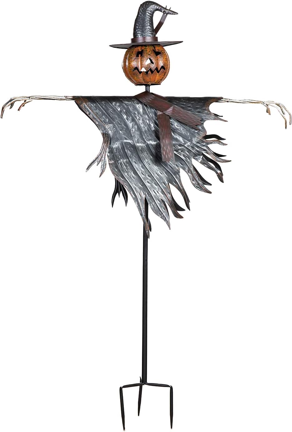 Plow & Hearth Halloween Solar Scarecrow Jack O' Lantern