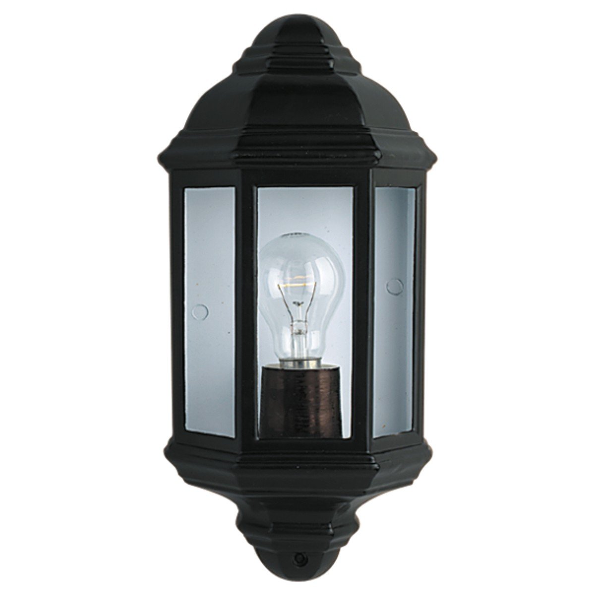 Lights4living Black Traditional Style Outdoor Half Wall Lantern Light - Ip44 - Led Compatible