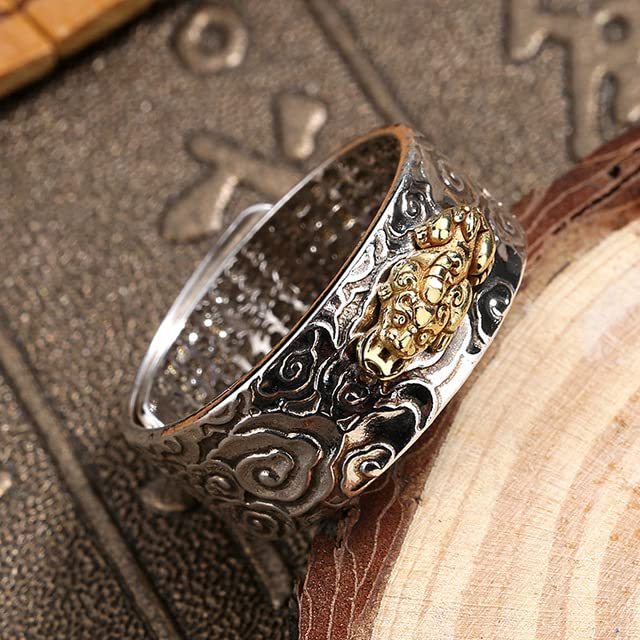 OIDIOOIDIO Vintage Dragon Adjustable Rings for Chinese Animals Pi Xiu Rings Feng Shui Lucky Jewelry Men Women Rings