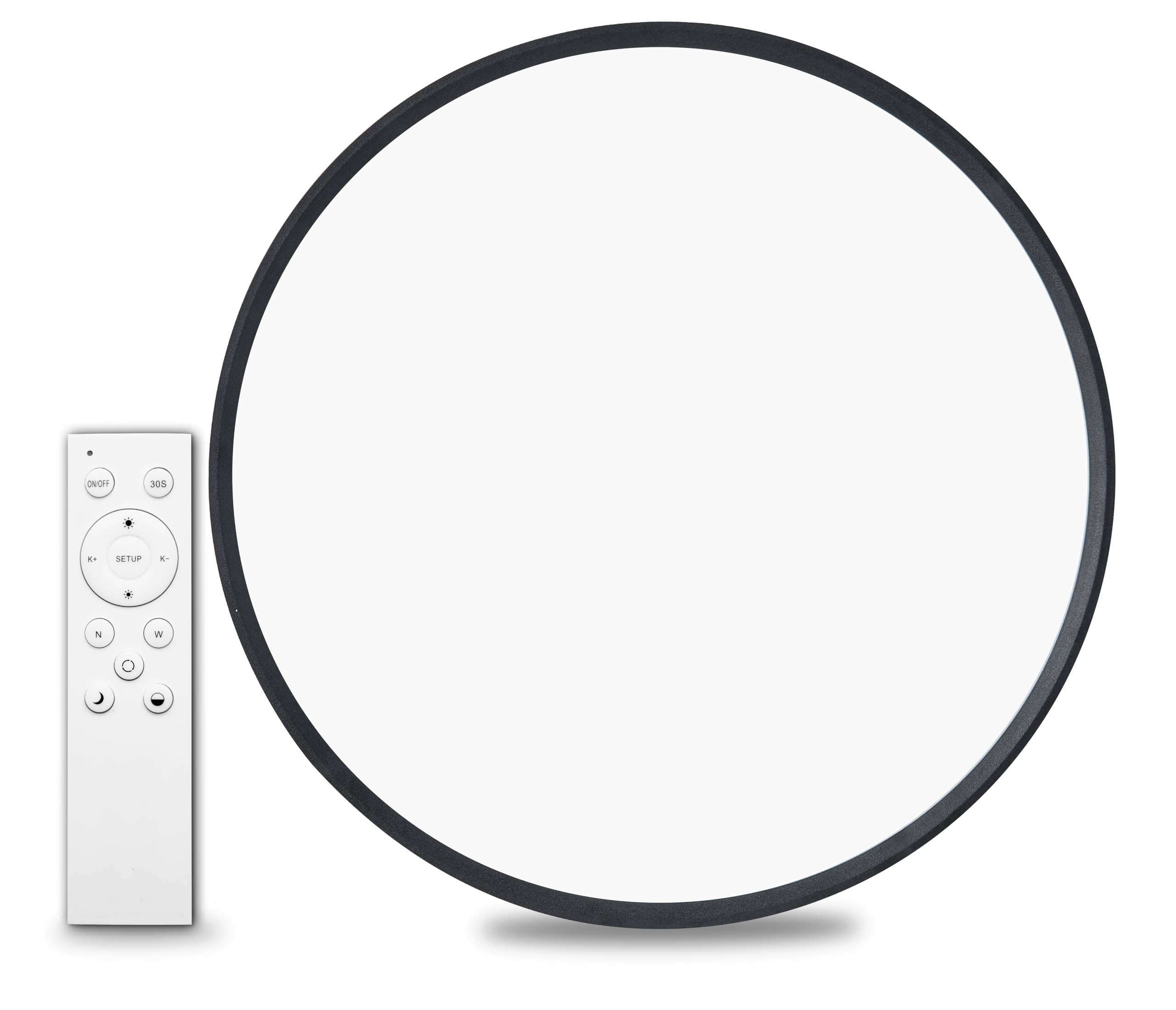 Photo 1 of 1pack 24 Inch Remote Control Dimmable Large LED Flush Mount Ceiling Light, 50w Led Ceiling Light, 2700K-6000K Selectable 4980lm Ceiling Lights, Super Slim Led Light Fixture for Bedroom Kitchen(Black)