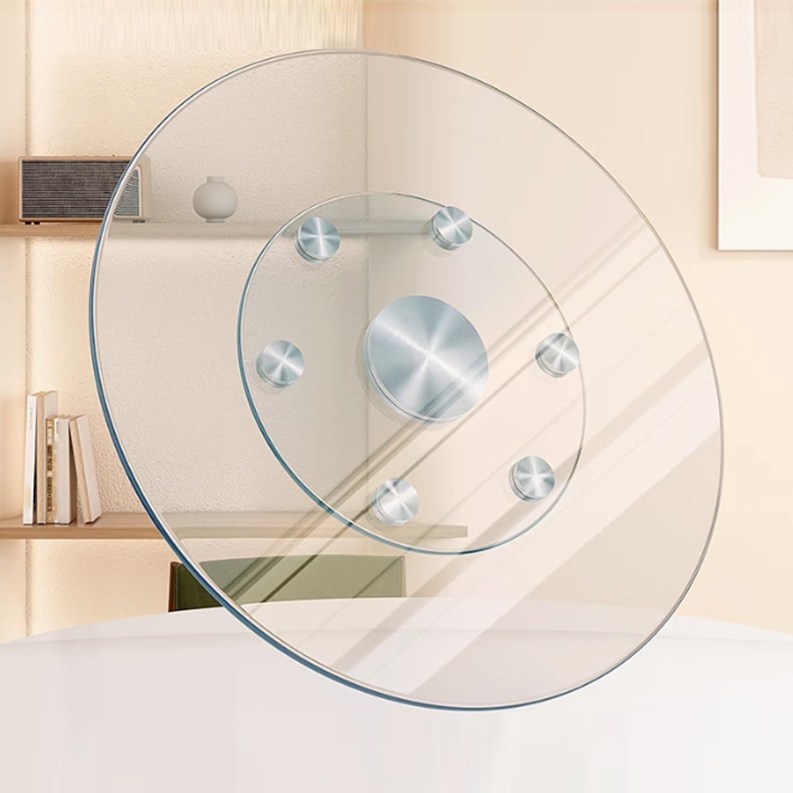 Plateau Tournant Robuste En Verre Trempé Lazy Susan Pour Table À Manger, Grand Plateau Tournant Lazy Susan, Grand Plateau De Service De Table Pivotant, Rotation Silencieuse Et Fluide Pour Pla