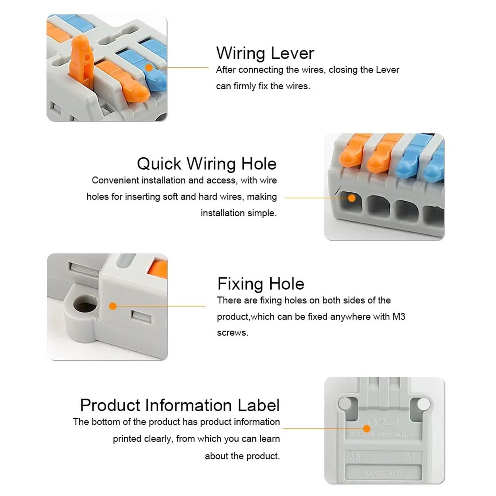 DIY GO 22PCS Mini Conectores de Cable de Palanca, Bloques de Terminales Eléctricos Rápidos a Presión(22PCS Mix Grey)
