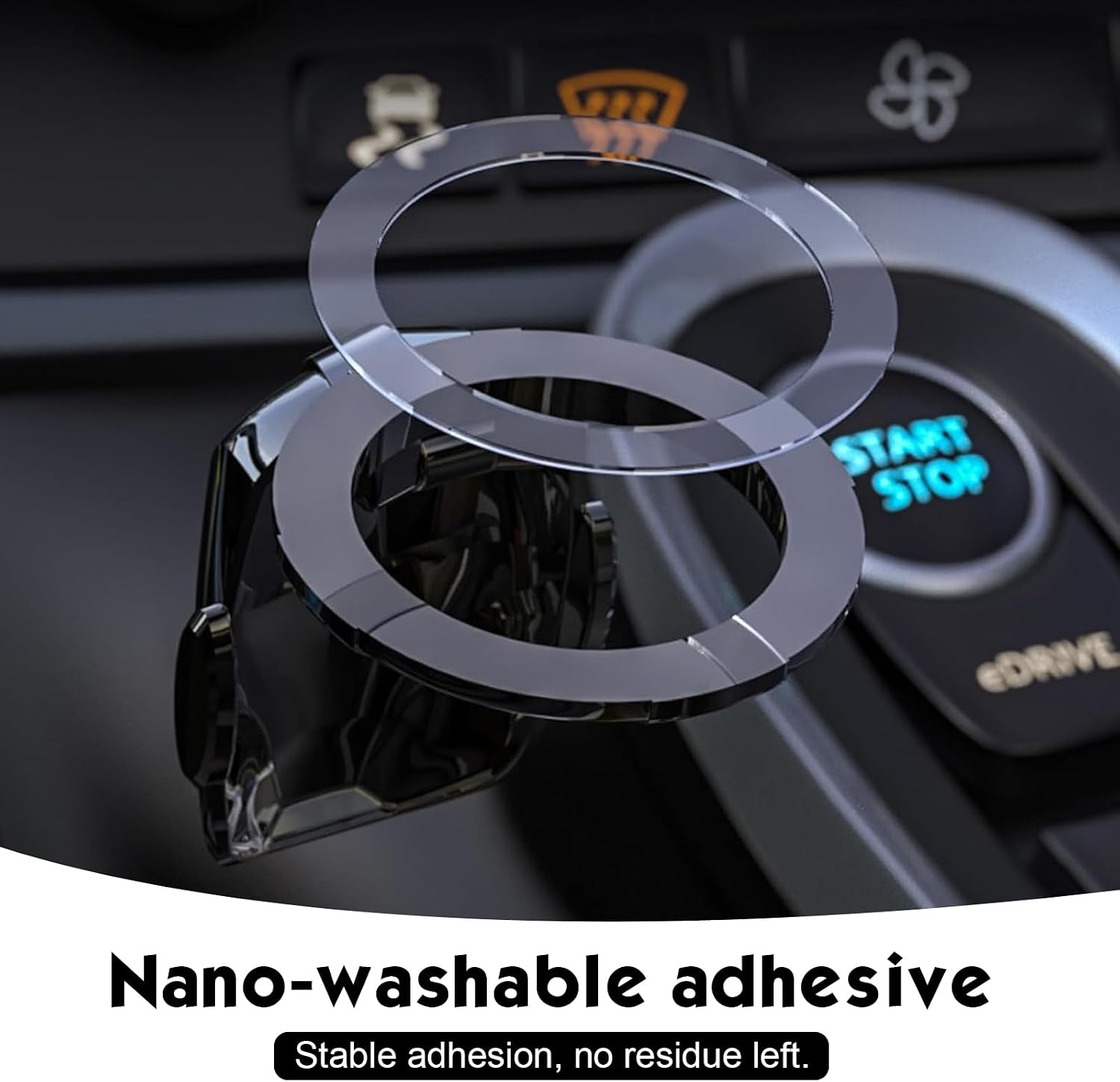 Push Start Button Cover, Skull One-button Start Decorative Cover, Anti-scratch Engine Ignition Switch Sticker, 150 Degree Opening Interior Decor, for Car (Black) image 5