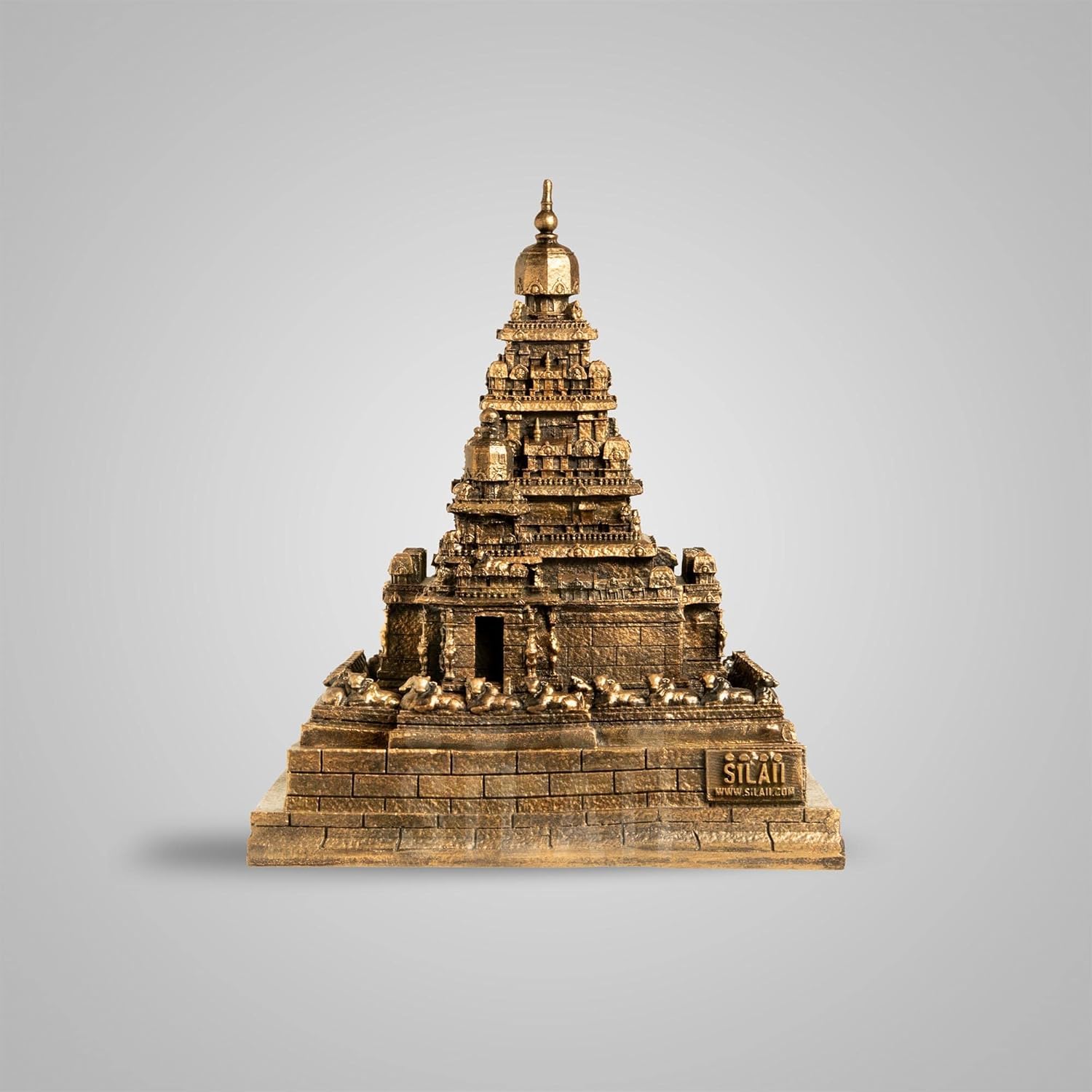 Mahabalipuram Shore Temple Sculpture - Antique Bronze -7
