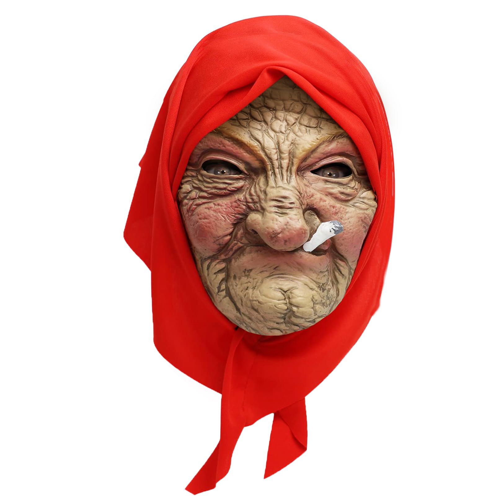 nezababy Realistic Granny Mask Old Lady Face Mask Creepy Lifelike Old Woman Helmet Scary Halloween Witch Cosplay (Granny)