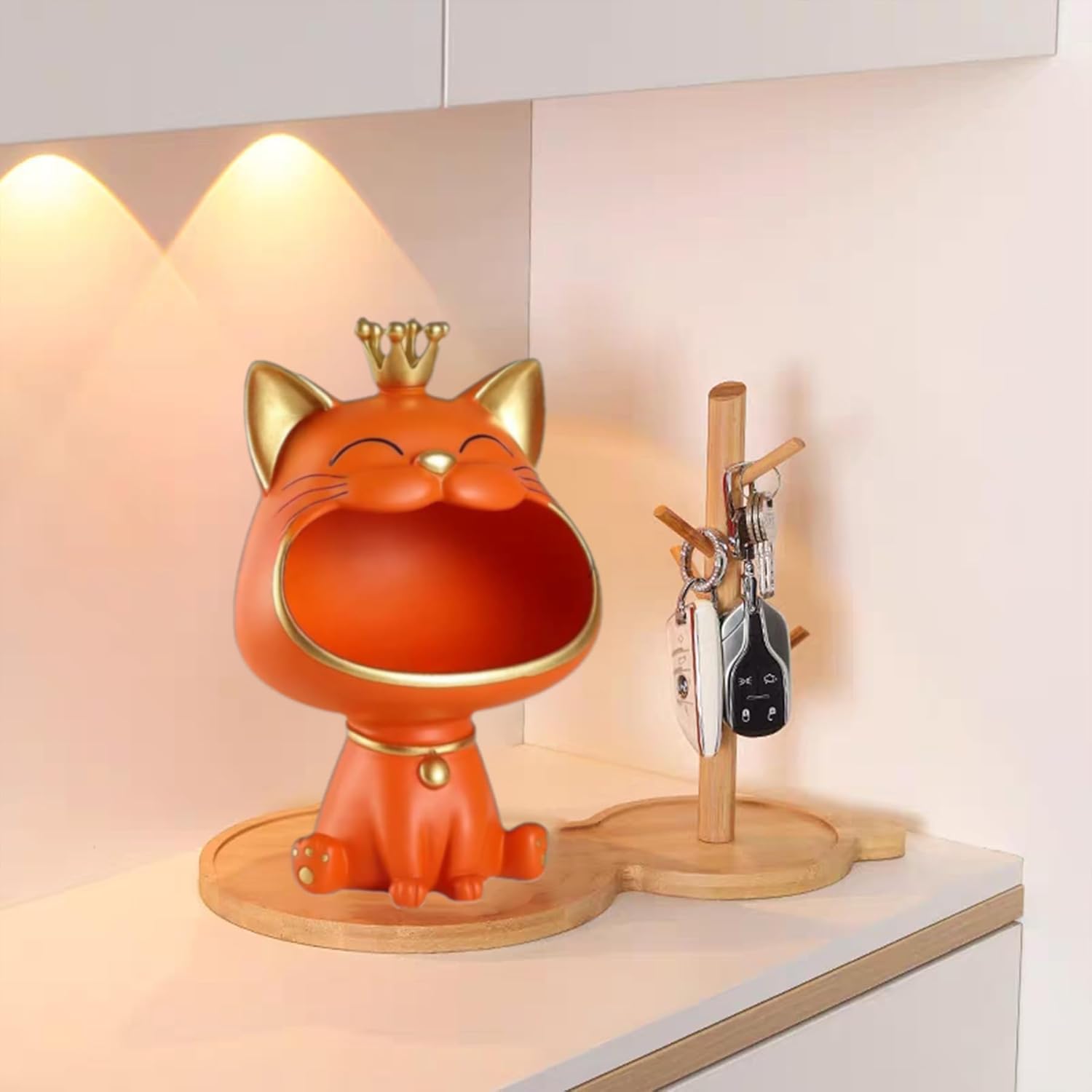 Statua di Gatto, Gatto Fortunato Storage Sculpture, Arancione
