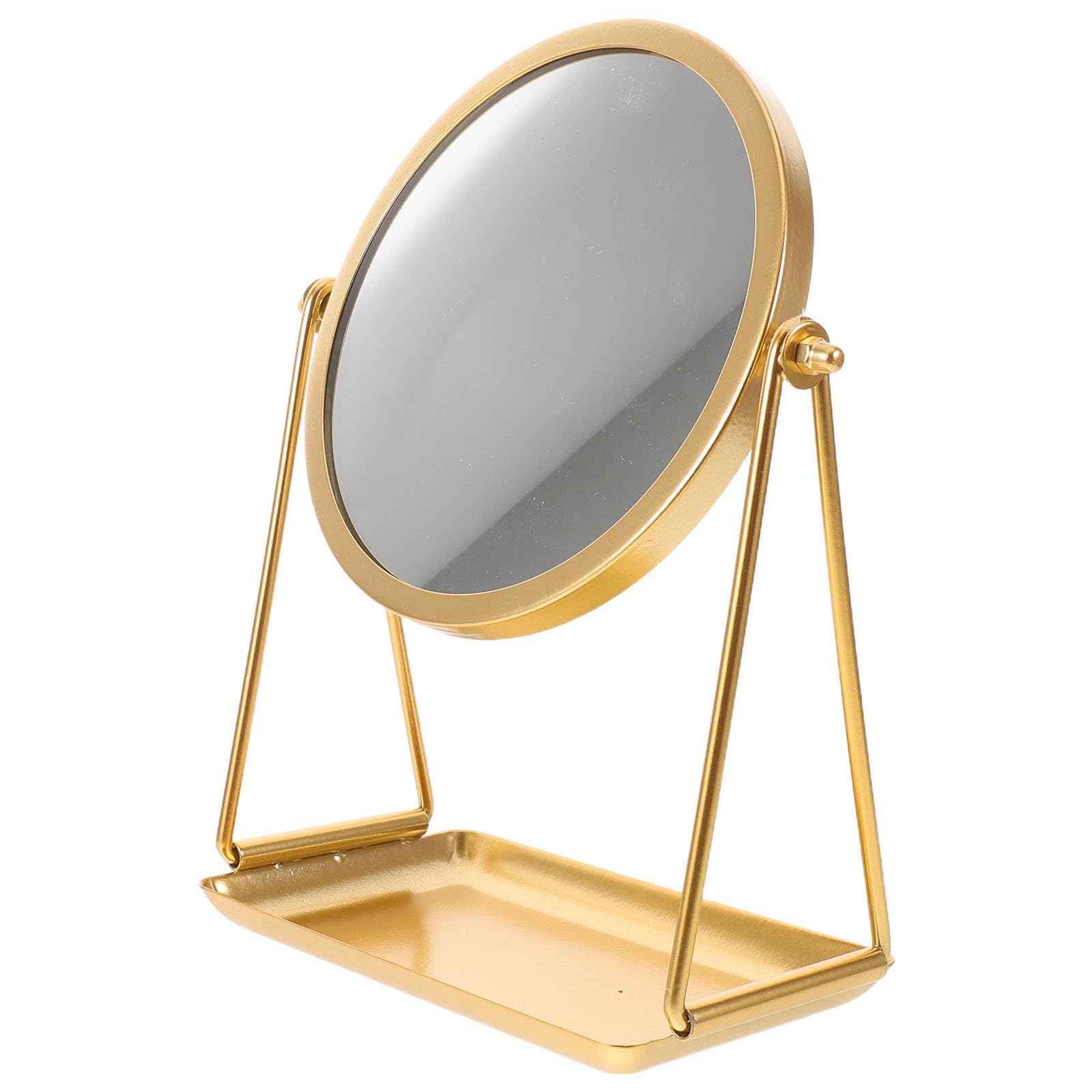 Espejo de maquillaje dorado vintage con rotación 360° sin instalación para dormitorio