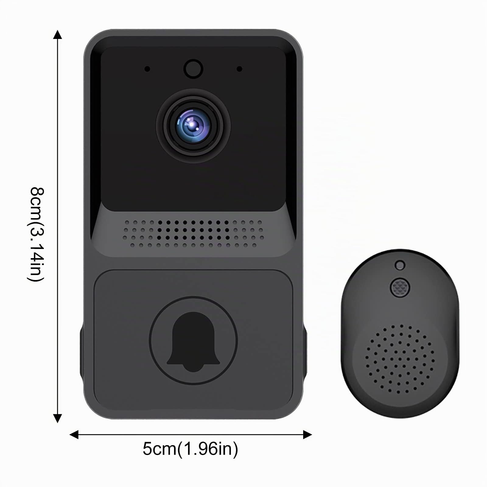 Sonnette Vidéo sans Fil, Sonnette Connectée Compatible Alexa Fonctionnant avec Google Assistant, Sonnette Connectée sans Fil 1080p Camera avec Batterie, Audio Bidirectionnel, PIR & Vision Nocturne