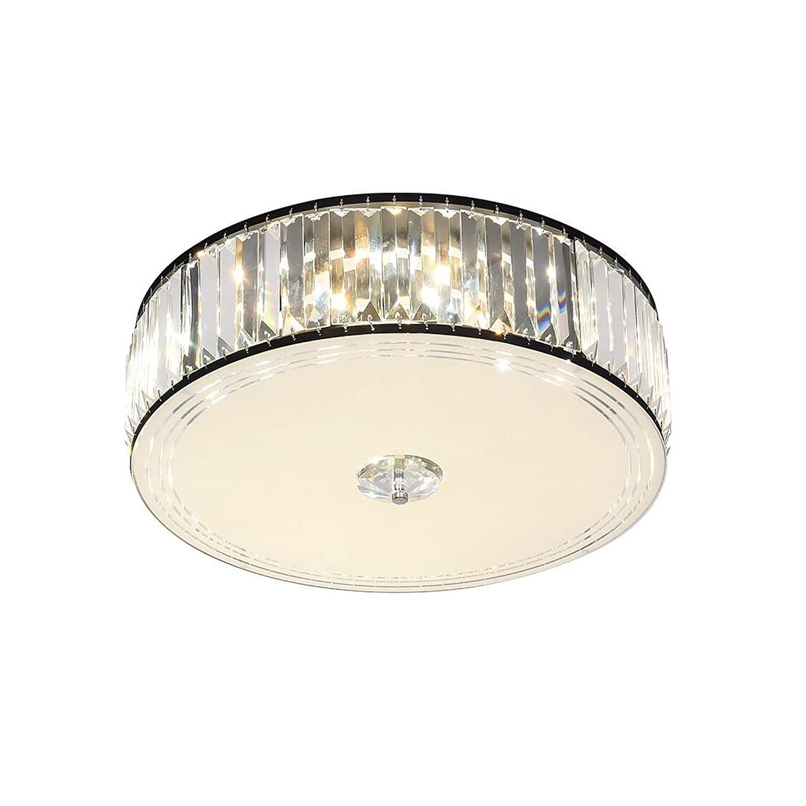 Plafonnier LED rond en cristal chic noir 60x13 cm pour illuminer un salon contemporain