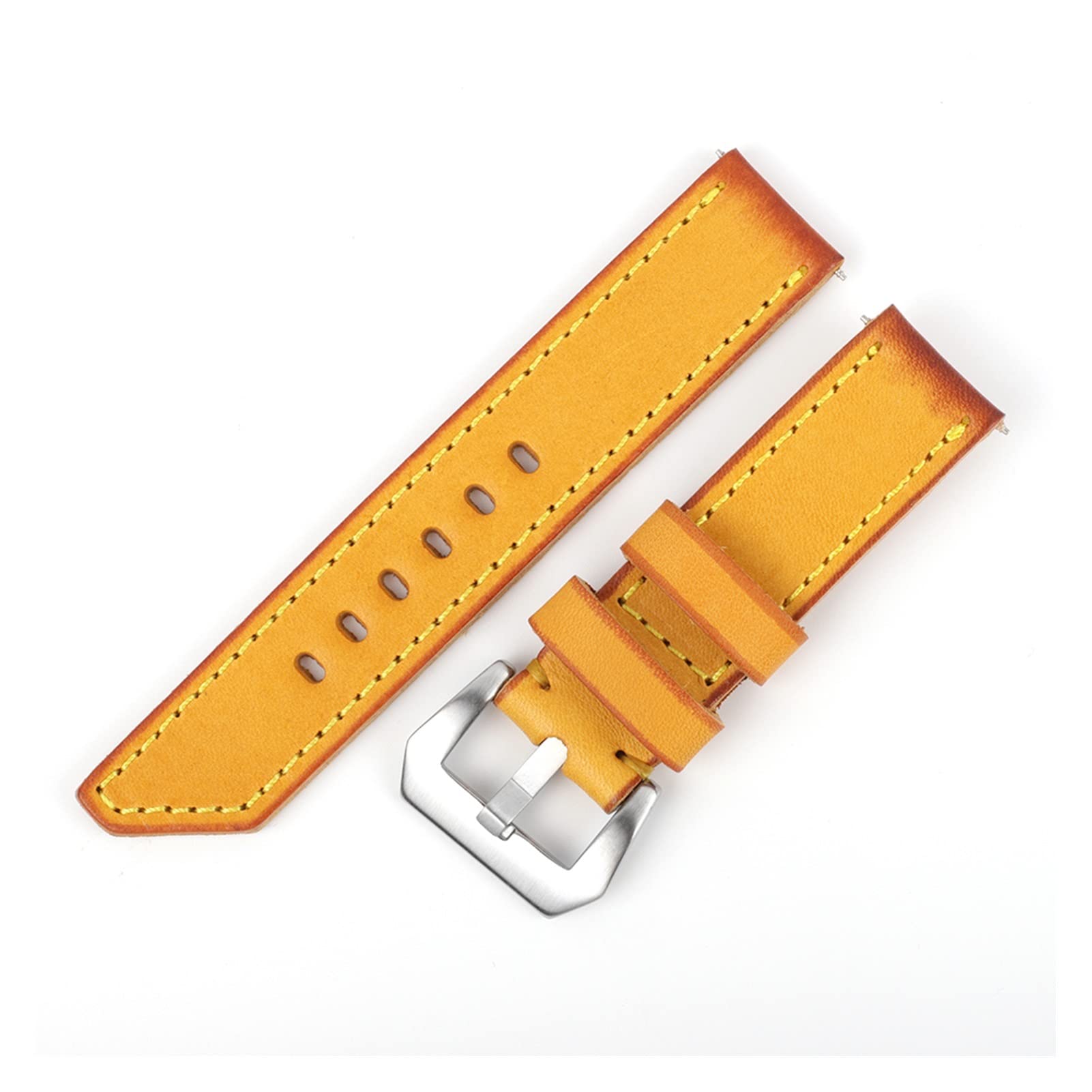 Correa de reloj de cuero amarillo para uso diario y ocasiones especiales 22mm 24mm 7