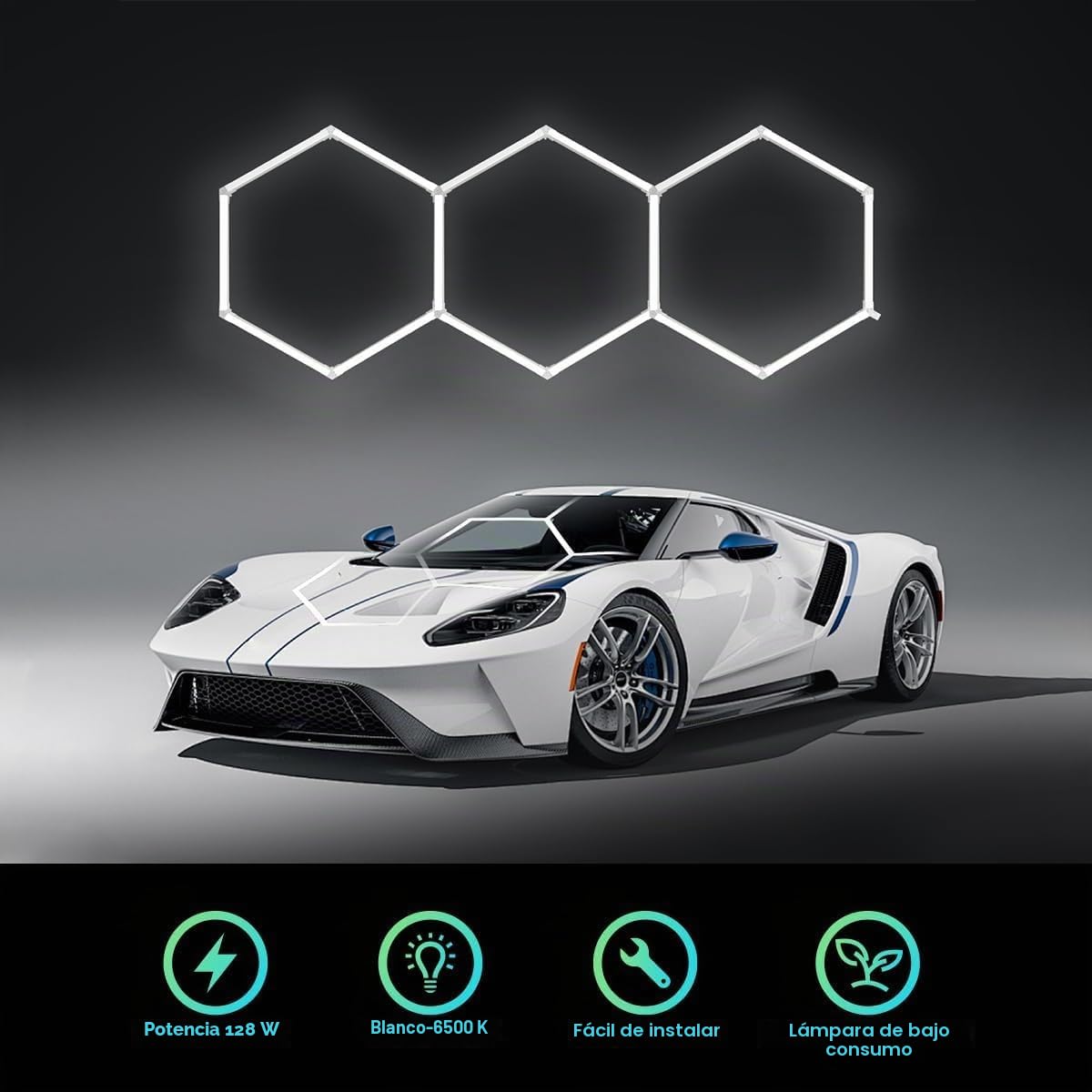 Led nido de abeja diseño hexagonal moderno coche destailing taller carrocero caucho oficina rombos pulido salón estética peluquería