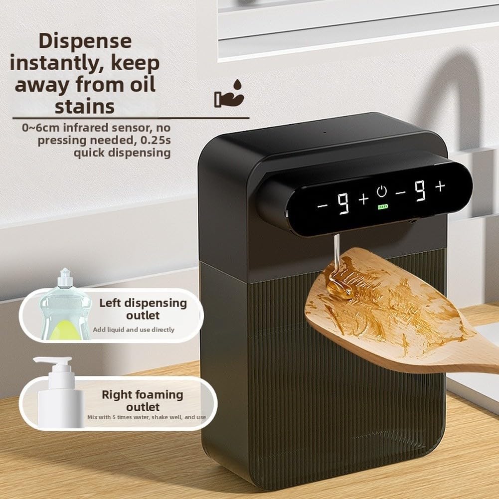 Dispenser automatico di sapone liquido senza contatto, dispenser elettrico intelligente di sapone liquido con sensore per cucina, set impermeabile dispenser manuale azionato (A)