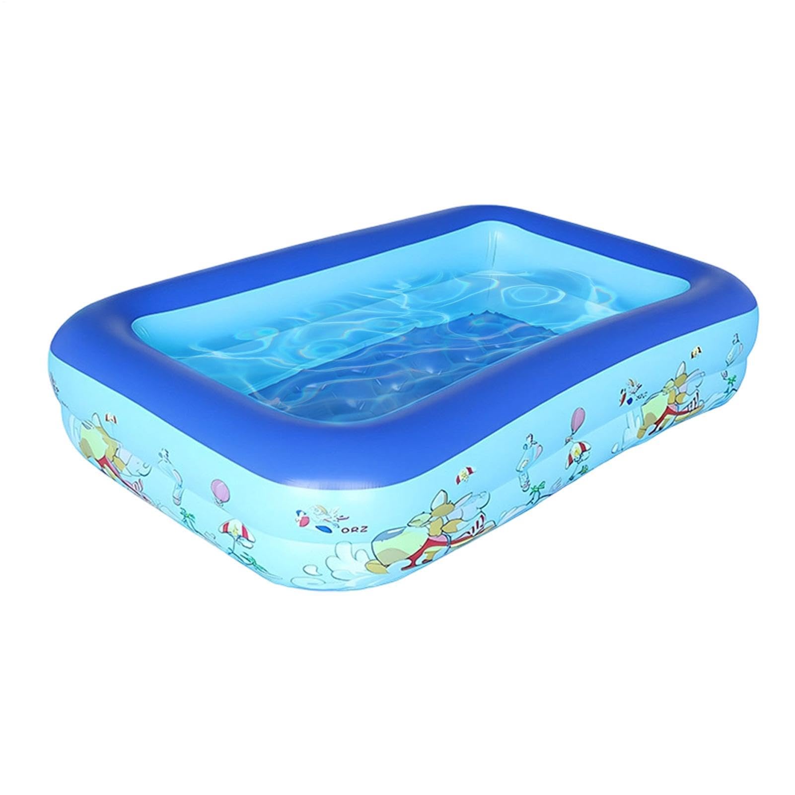 Rectangular Paddling Pool For Kids Adults, Inflatable Family Swimming Pool