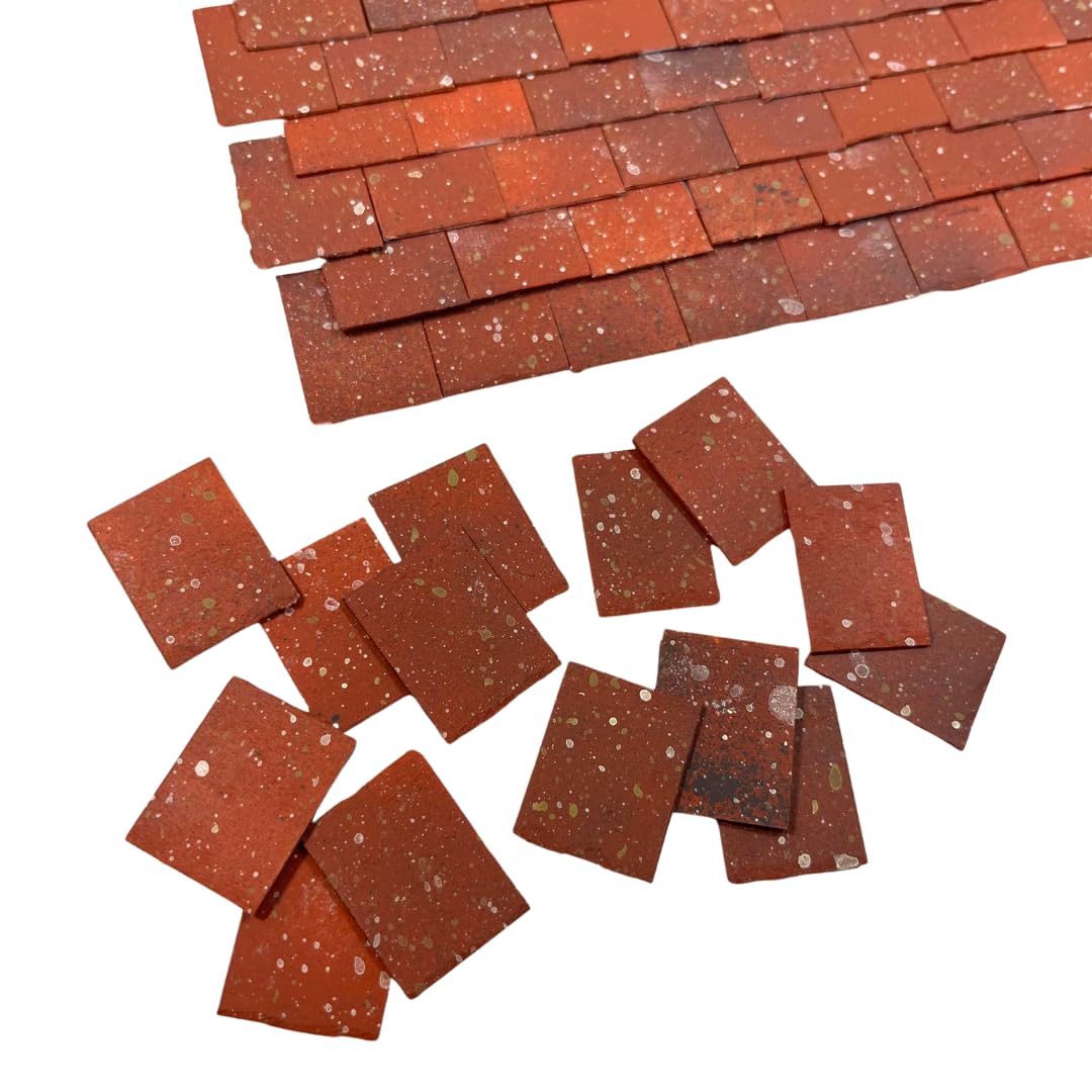 Tiny Tiles 250 Pieces 1:12th Scale Dolls House Miniature Styrene Roof Tiles in Weathered Terracotta