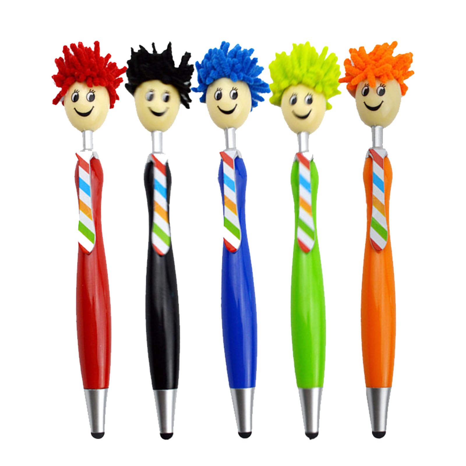 10 Doll head ballpoint pen, smiling face funny shape, color doll hair suitable for children, screen touch, can also be used as a festival or activity