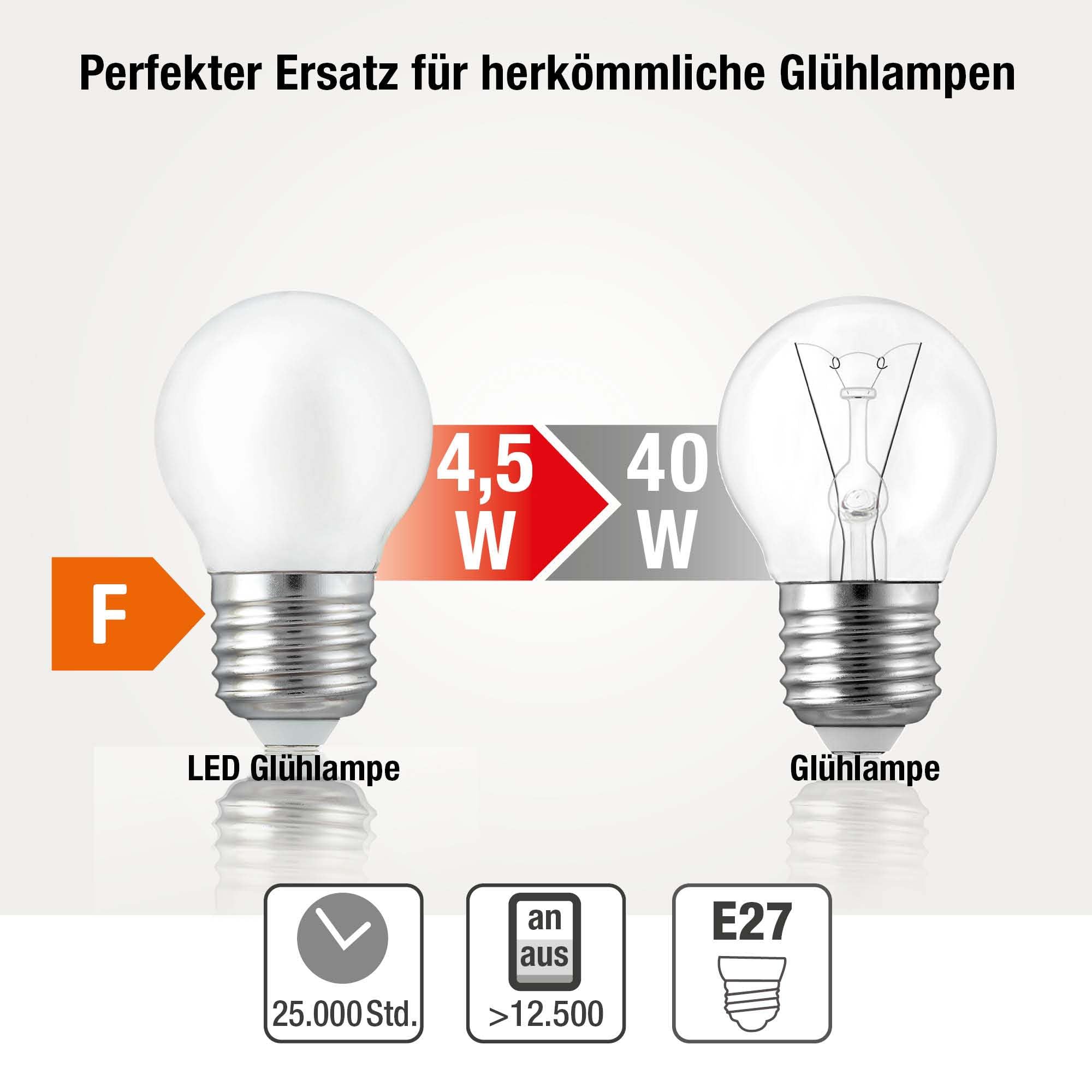 Hellum 209211 żarówka LED, filament E27, ciepła biel 2700 K, 4 W, matowa, 10 sztuk
