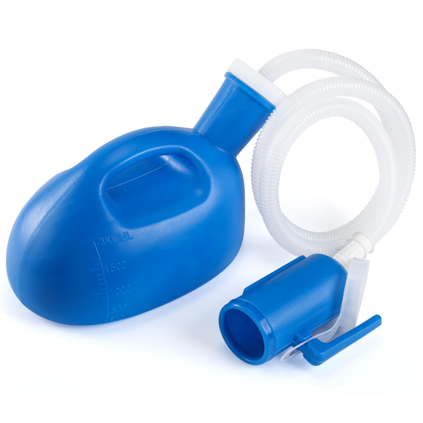 ONEDONE Urinals for Men - Portable Urinal for Men Spill Proof Nighttime Men's Urinal Bottle Male Pee Bottle Urine Bottle 68 OZ for Hospital Home Camping Car Travel 45" Long Hose with Lid (Blue)