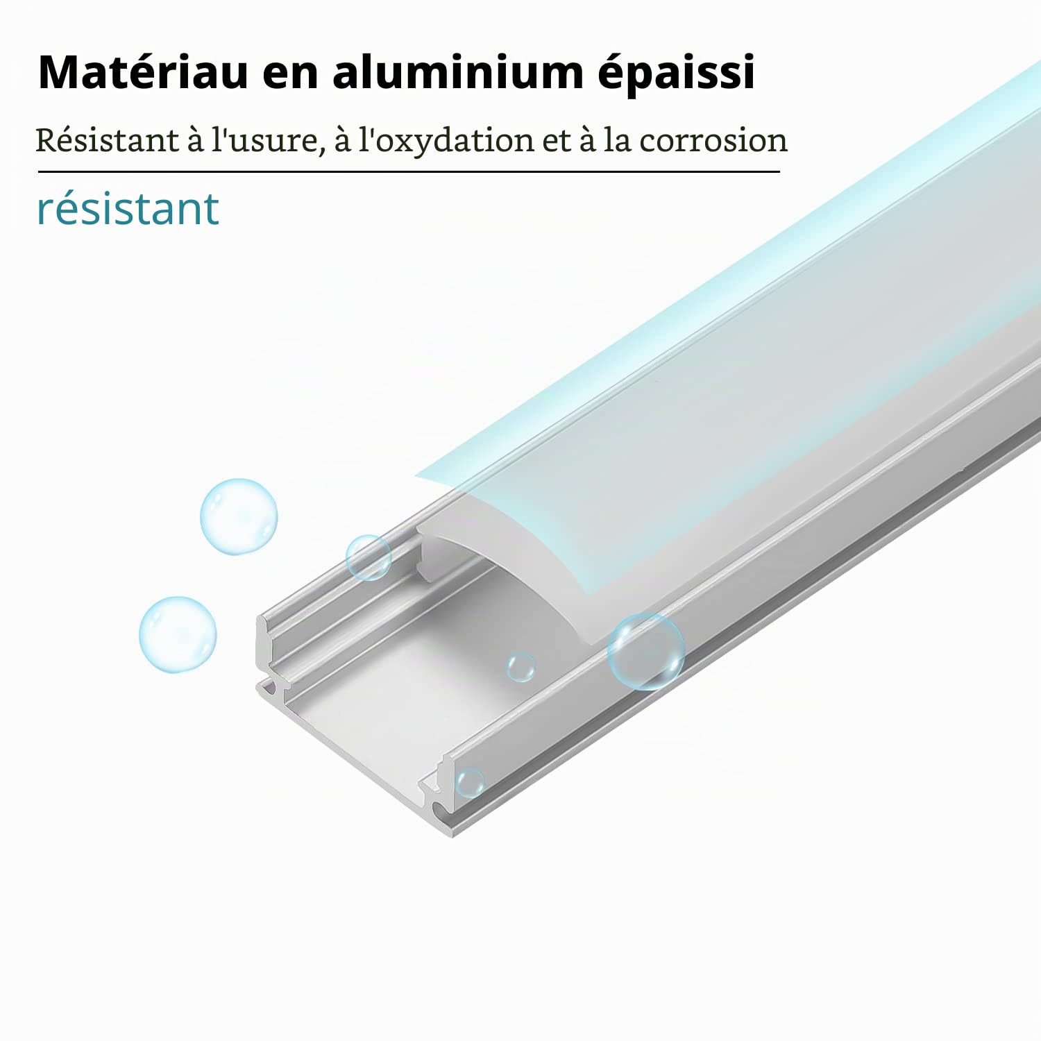 Profil LED en Aluminium 40 X 1m en Forme U - Profil LED en Aluminium en Forme U avec Rail LED avec Embouts Laitiers et Clips de Montage - Canal LED pour Bandes LED (jusqu'à 12,5 mm de Largeur