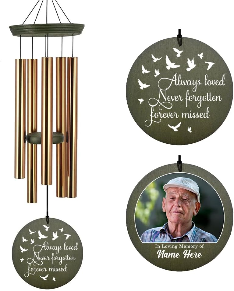ASTARIN Wind Chimes Outdoor for The Loss of Mom Dad, Personalized Customized WindChimes for Loss of Loved One, Memorial Wind Chime as Sympathy Gift, Home Garden Patio Décor, 36''