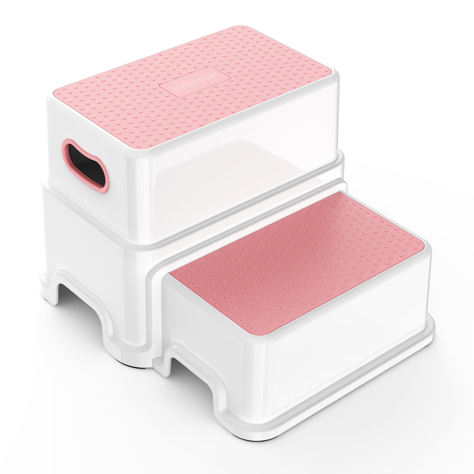 Victostar 2-Tritthocker für Kinder, rutschfest, stabil, für Kleinkinder, 2-stufig, für Toiletten-Töpfchentraining, Badezimmer, Küche (rosa)