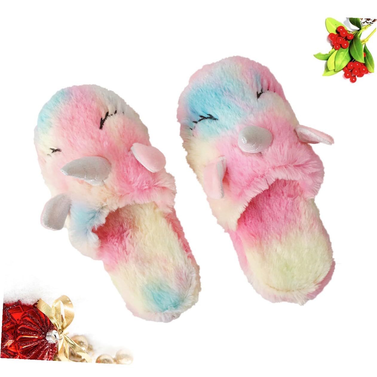 Pantofole Unicorno in Cotone Peluche Morbido Fondo Antiscivolo Calde Pantofole da Interno per e Adulti Leggere e Confortevoli per Casa e Relax Autunno Inverno