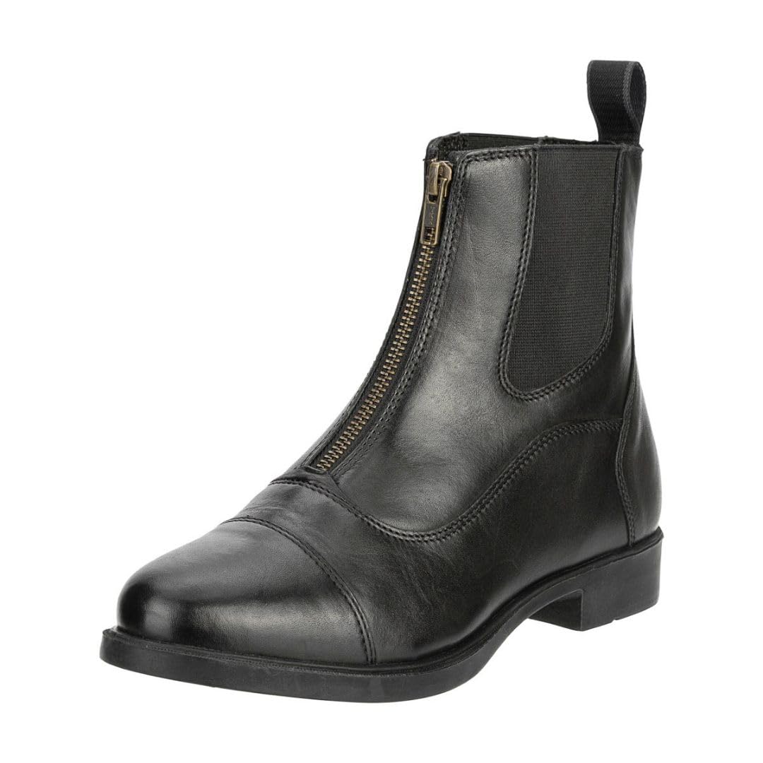 Leder-Stiefeletten Frontzip Leather – Schwarz – Gr. 29-46