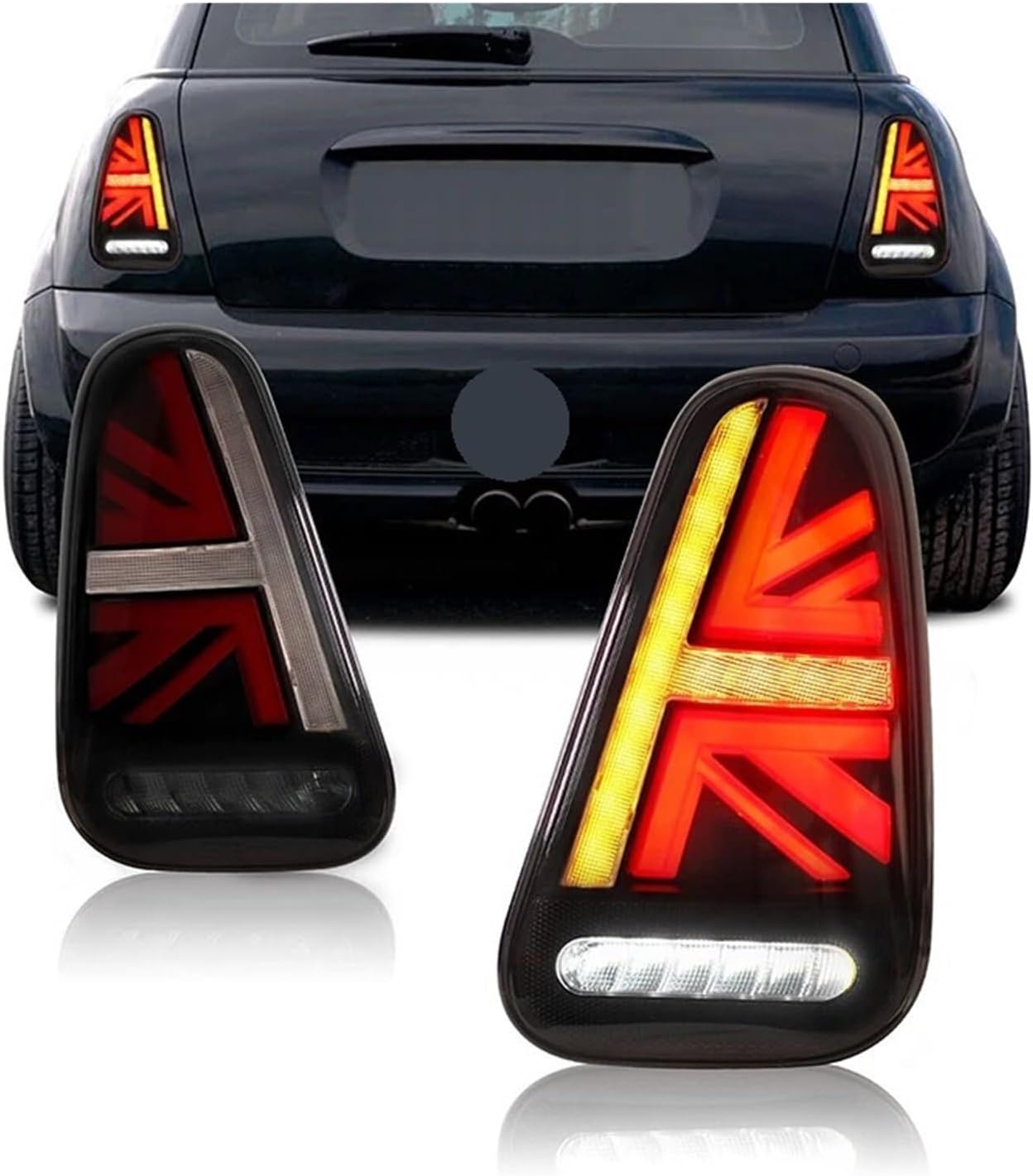 Pair Car LED Rear Tail Lights Assembly For BMW Mini Cooper R50 R52 R53 2001-2006 Brake Reverse Sequential Amber Turn Signal Lamp(2PCS Black)