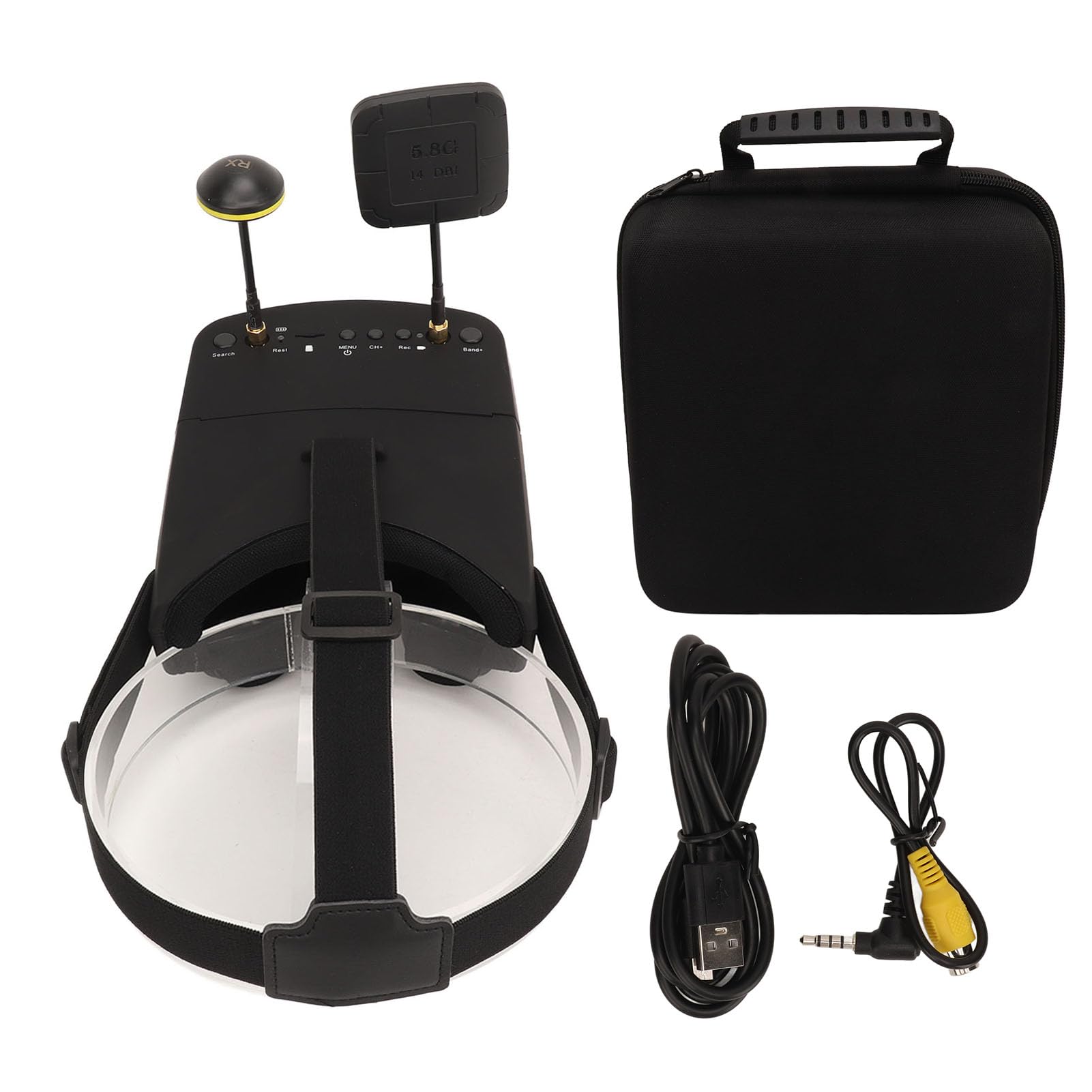 Gafas de drones de registro de DVR, FPV Goggles 5 pulgadas 5.8GHz 40Ch 800x480 Resolución, batería incorporada de 2000mAh para una experiencia FPV mejorada para una