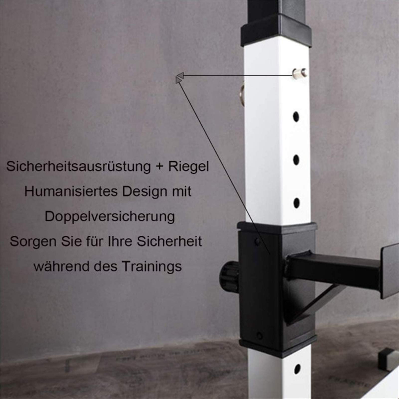 Rack de Musculation,Poids-Cage de Squat Supports de Squat Réglable pour la Salle de Sport (73-105 * 54 * 80-150cm-blanche)