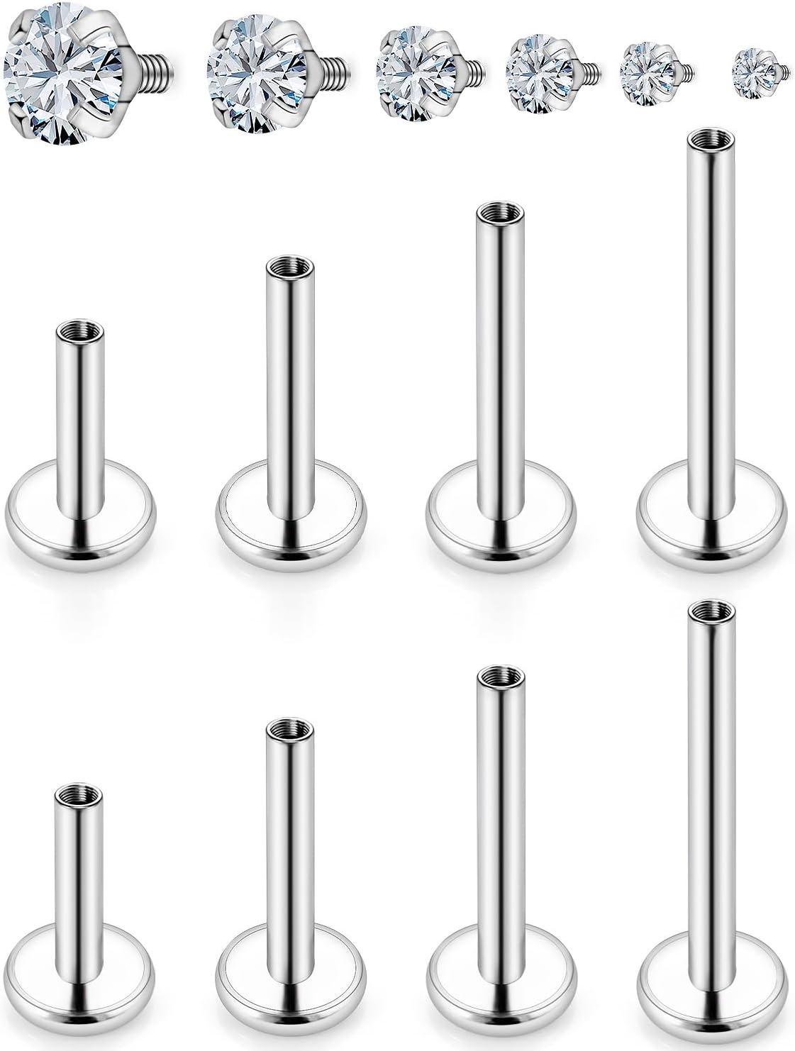 - Medusa Piercing Jewelry Stainless Steel Labret Jewelry Monroe Lip Rings Different Size Tragus Nail Conch Cartilage Helix Earring Stud Bar Length 6mm 8mm 10mm 12mm