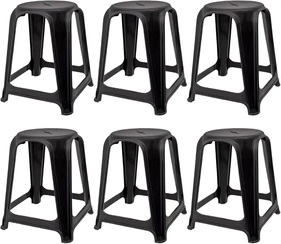 Kit 6 Bancos Banqueta Banquinho de Plástico Reforçado Suporta Até 120kg