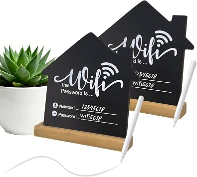 Wifi Password Sign Tabletop Wooden WiFi Sign 5.9"x5.9" 2 Pack | Home Guests, Office, Coffee Shop, Restaurant,Vacation Rental ,Business