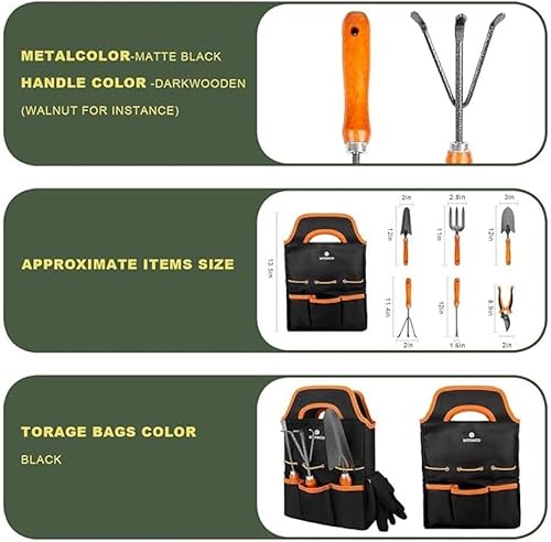 Miniatura 2 de Juego de herramientas de jardín de alta calidad, kit resistente de 11 piezas con bolsa de almacenamiento, guantes y asas ergonómicas para plantar,