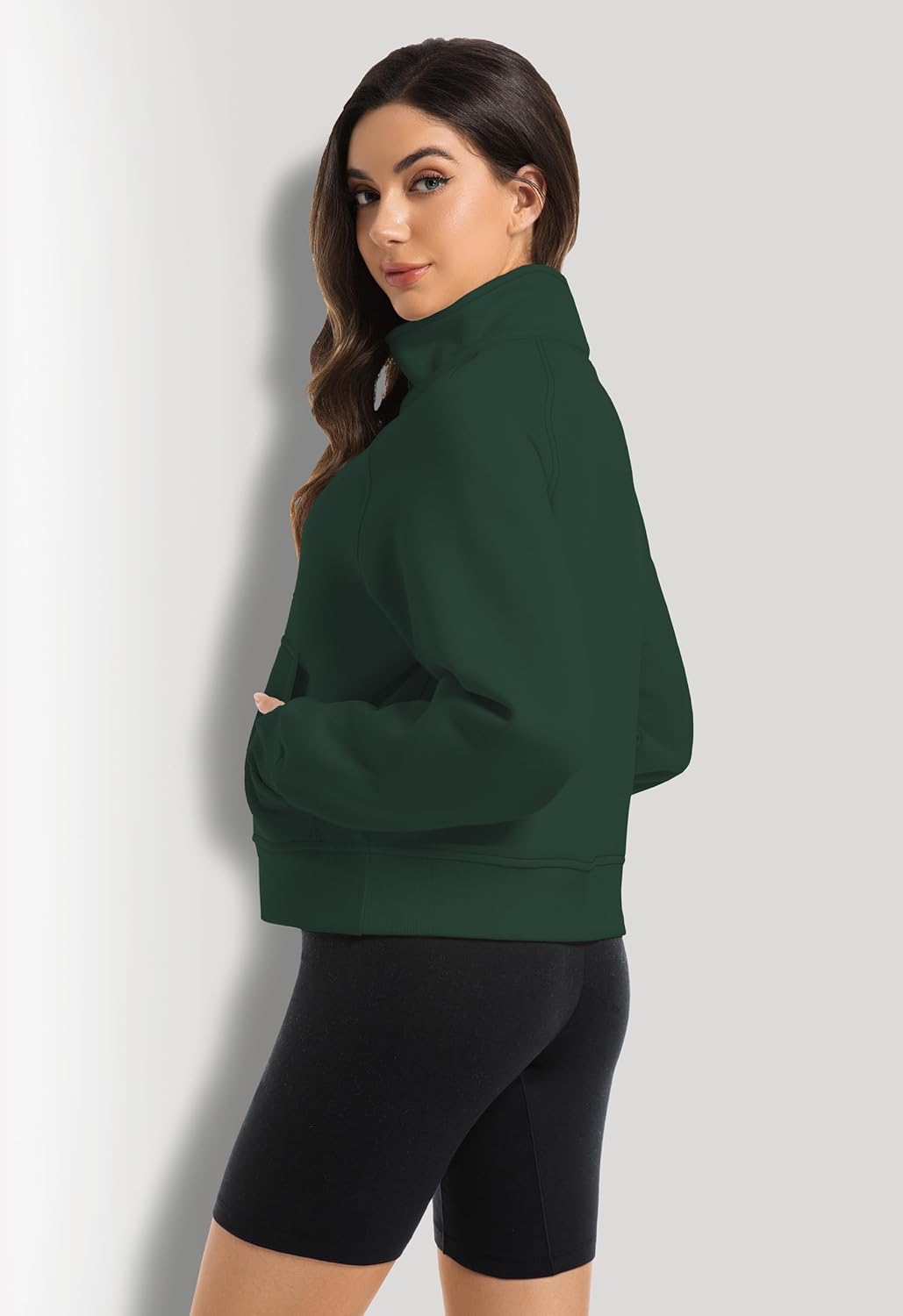 2 Pack Womens Sweatshirts Half Zip Cropped Pullover Fleece Quarter Zipper Hoodies 2025 Fall Fashion Outfits Clothes - Image 5