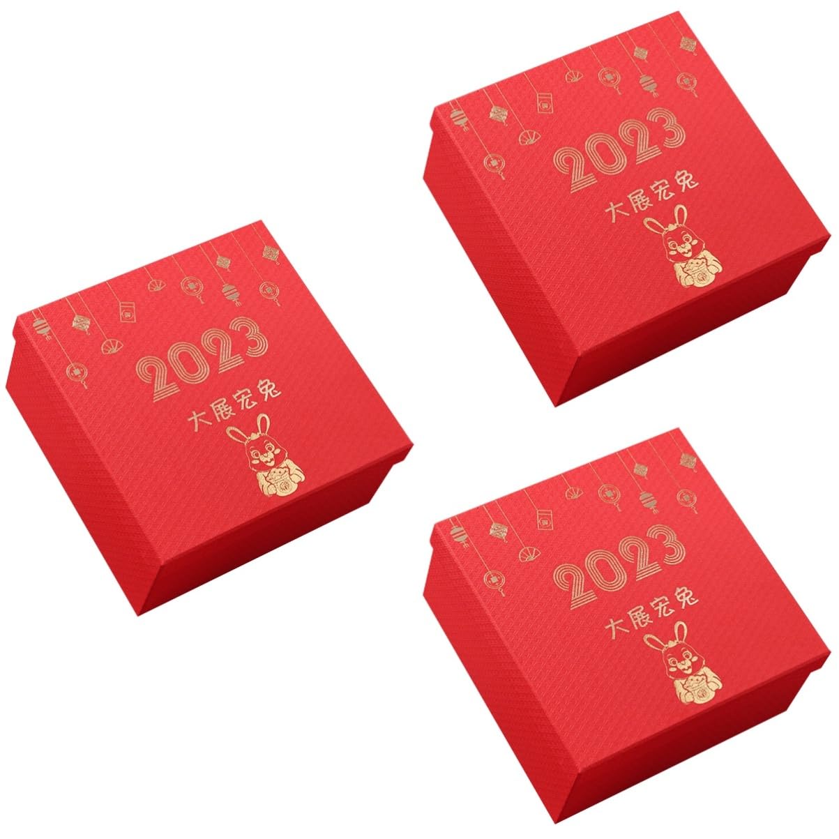 PRETYZOOM 3 Pz Confezione Di Capodanno 2023 Favore Decorazioni Dell'anno Caramelle Dell'anno Scatole Bianche Per Deposito Natalizio Adesivo Caramelle Anno Lunare Adornare Rosso Carta