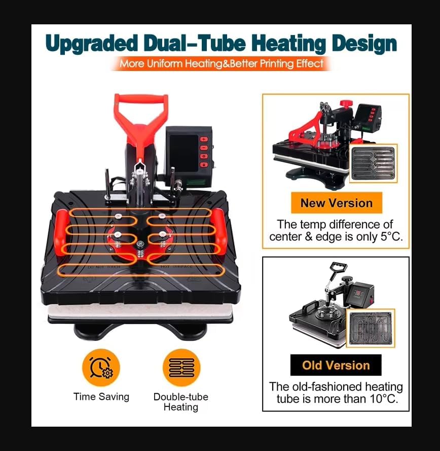 Image of MY PRINT | Upgraded Model 2025 | DTF | SUBLIMATION | VINYL PRINTING | With Double Heating Tube | Heat Press 5in1 Combo Printing Machine for T-Shirts, Mug, Plate Heat Press Machine | 12x15 Inch | with Automatic Time Countdown [Model 2025-26] [Upgraded & AutoMatic]