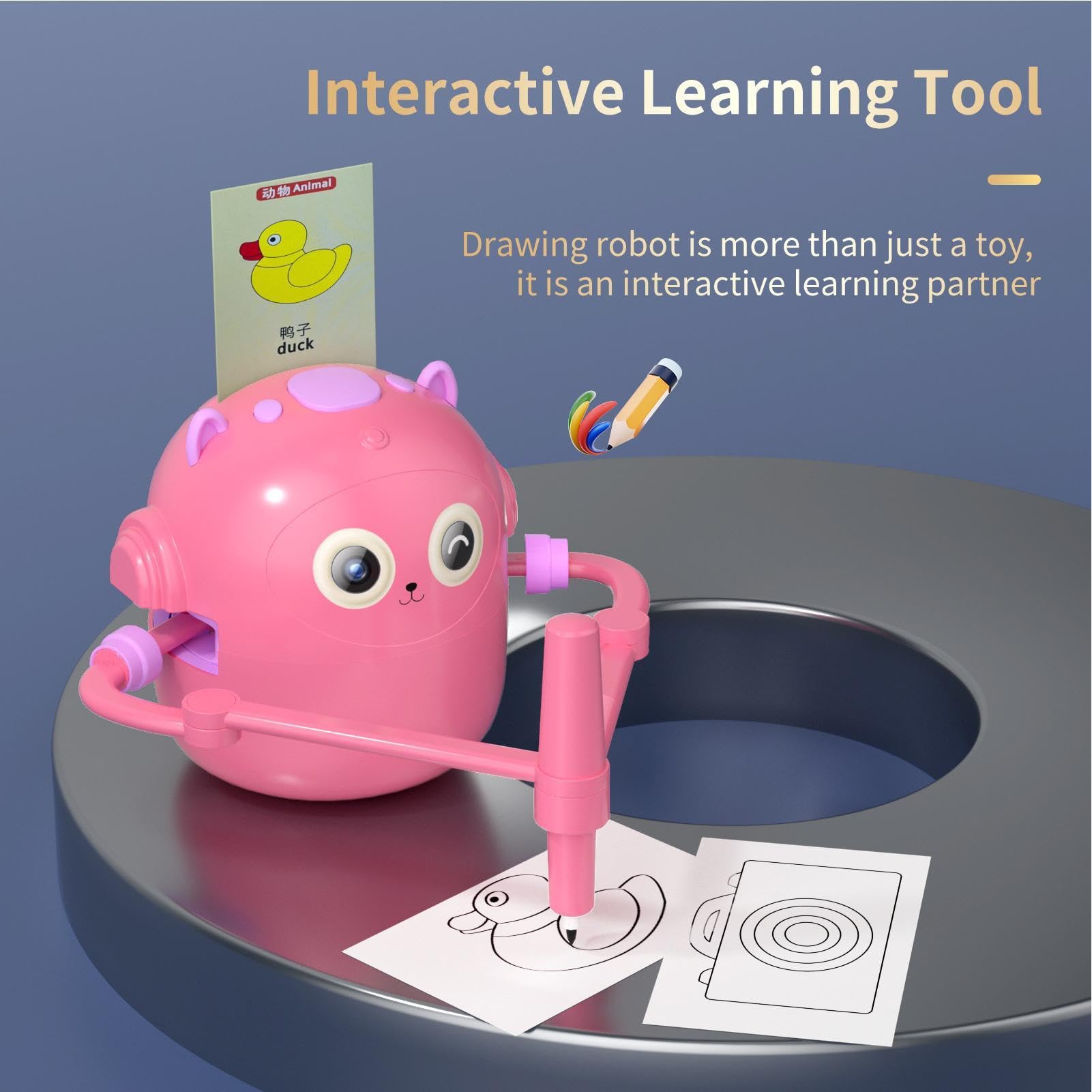 Robot Rysujący Zabawka Dla Dzieci Interaktywny Przewodnik Głosowy | Edukacyjna Maszyna do Rysowania dla Dzieci Dla Chłopców Dziewczynek Przedszkolaków Pokoju Dziecięcego Salonu Sypialni
