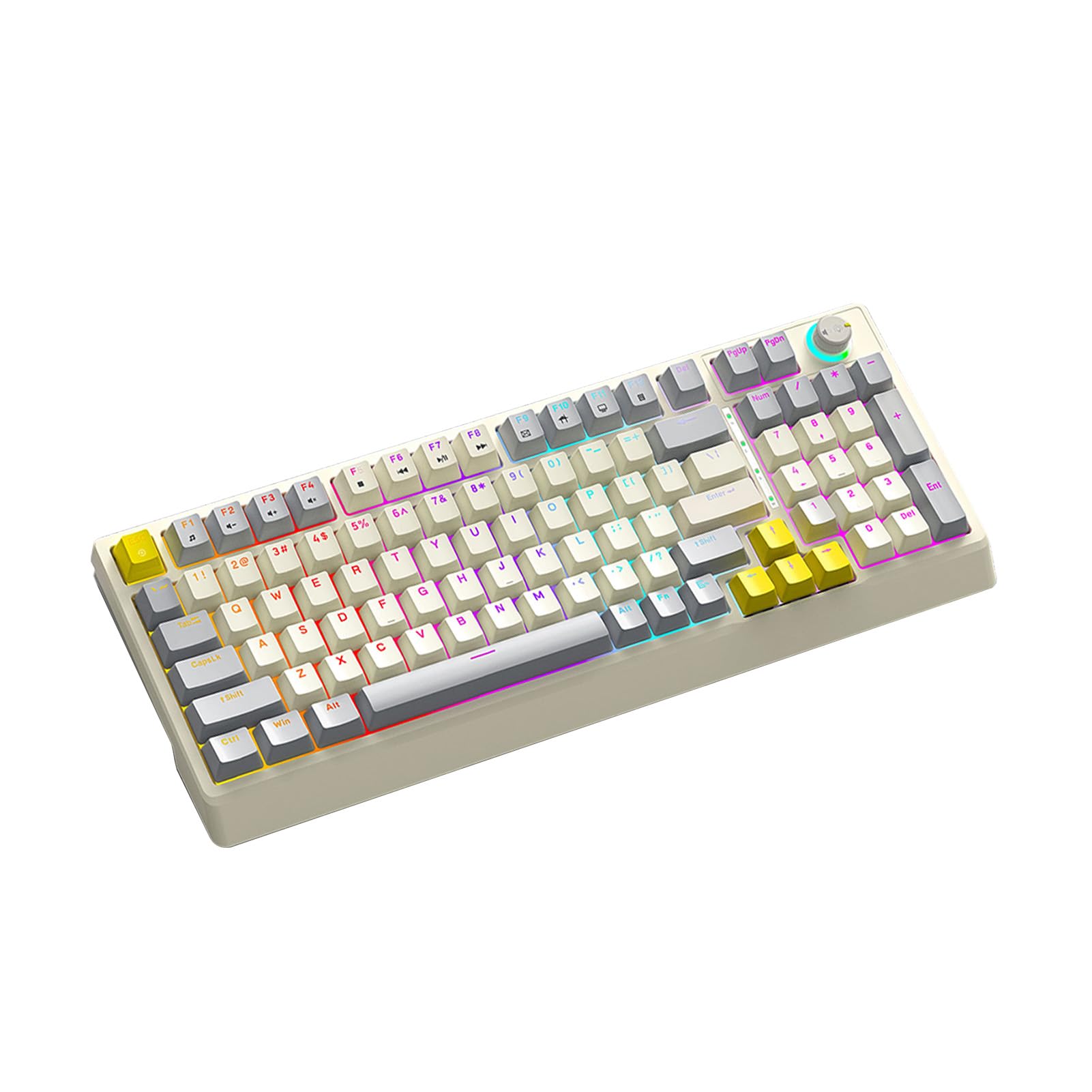 Generic Klawiatura Mechaniczna RGB z możliwością Wymiany Podczas Pracy, Niebieski Przełącznik do Pisania w Grach, Dynamiczne Oświetlenie, Ergonomiczna Konstrukcja na Komputer Stancjonarny, (Szary