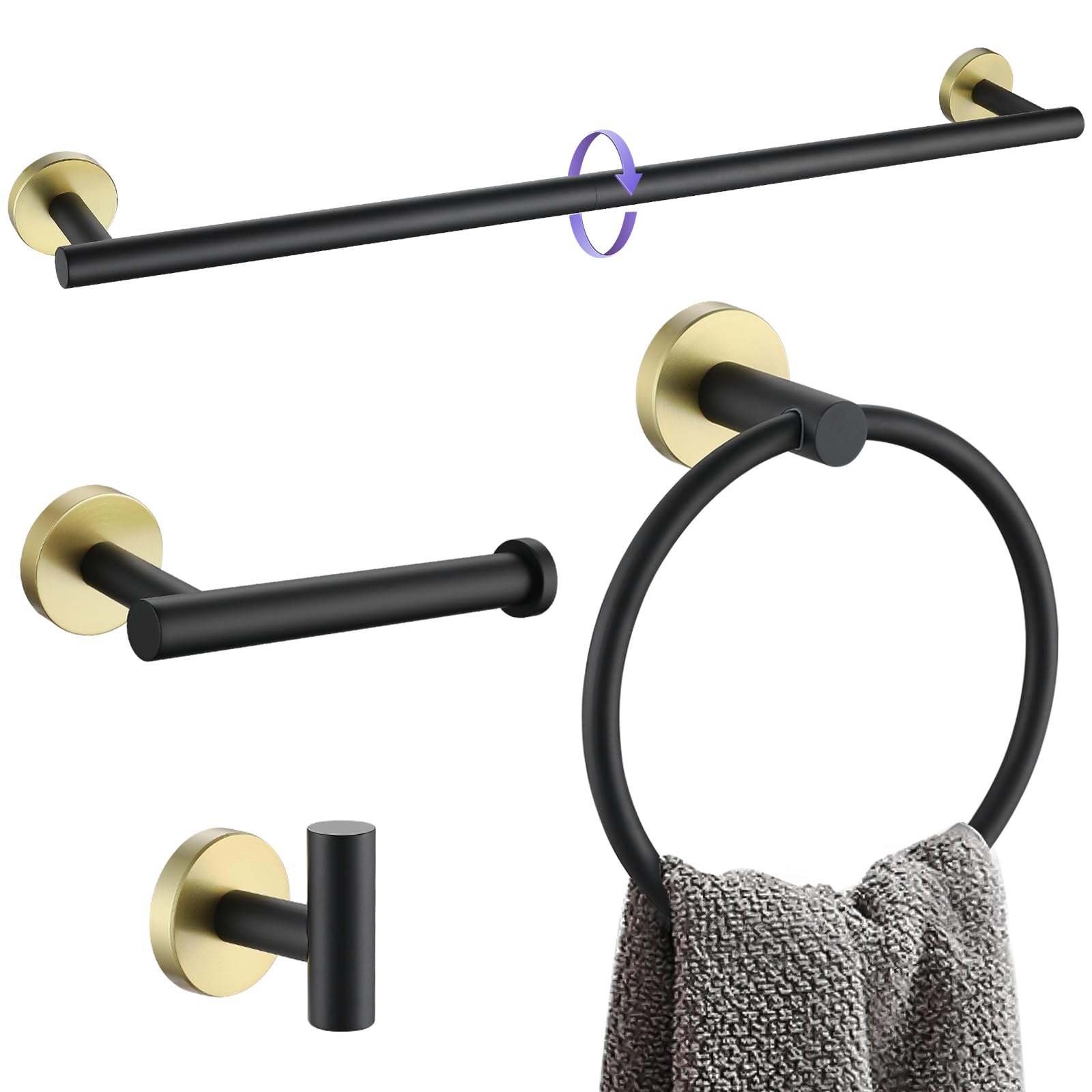 YACVCL Curved Arc Towel Holder (Black Gold)