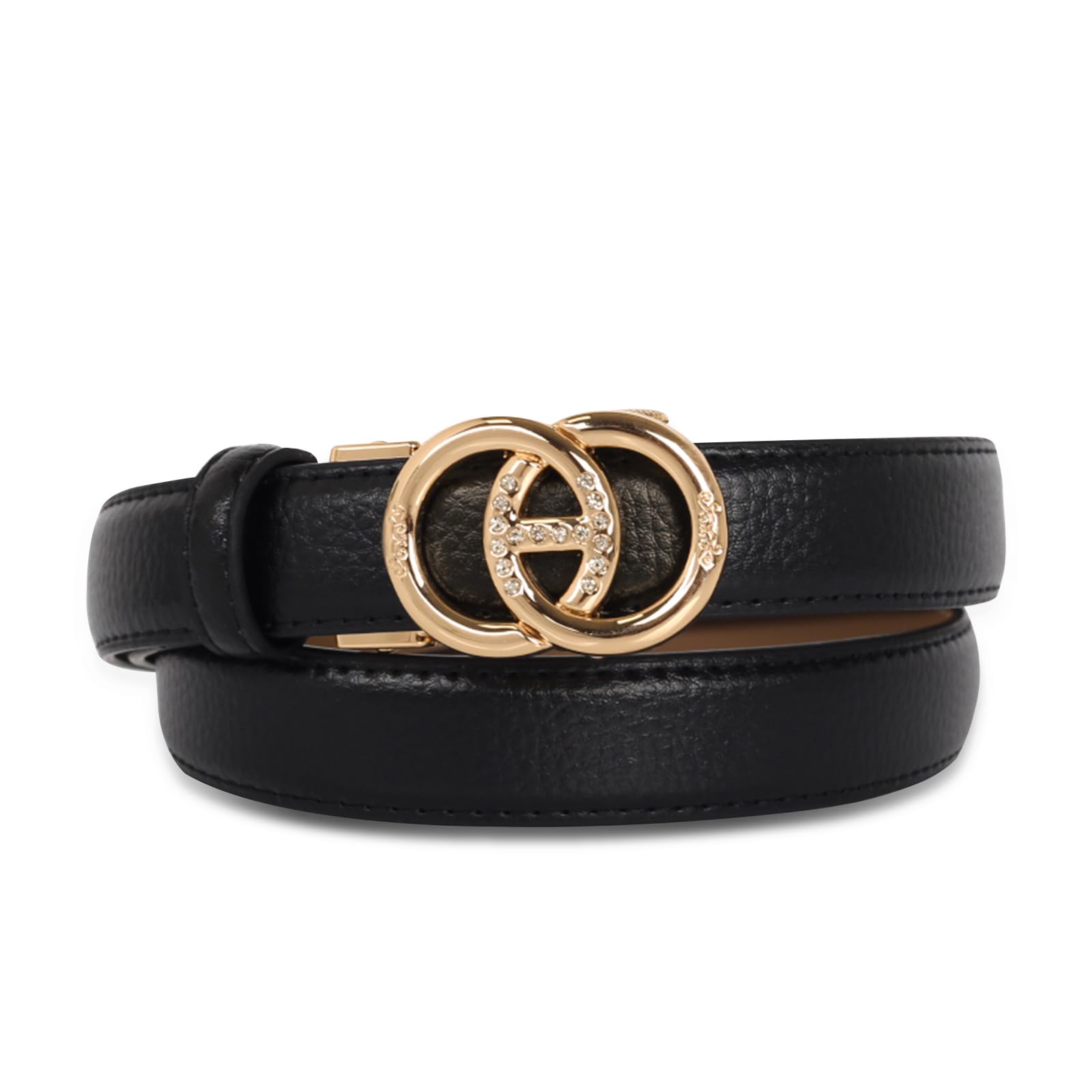 Women's Leather Belt with Buckle - Ideal for Dresses, Jeans, and Coats