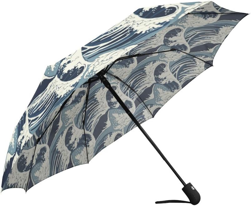 Famous Painting The Great Wave Off Kanagawa by Katsushika Hokusai Windproof Rainproof, Travel Umbrella Compact Sun/Rain